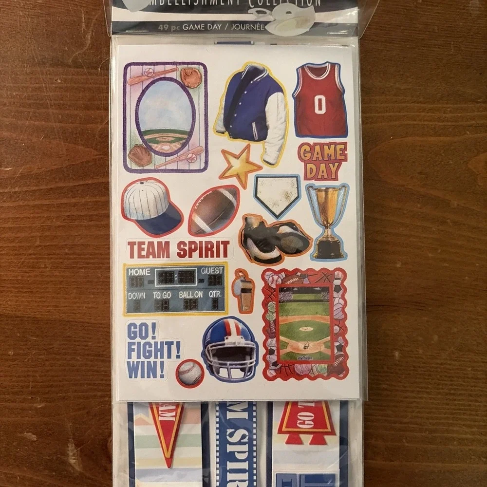 PAPERBILITIEE EMBELLISHMENT COLLECTION GAME DAY 49 PIECES SCRAPBOOKING NWT